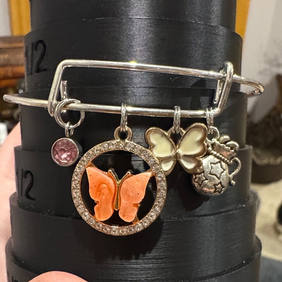 Jewelry - Butterfly Charm Bracelet with Pink and Silver Accents